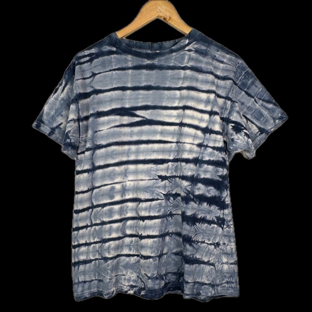 VTG NY-5 U Womens Tie Dye Short T‎ Shirt Sz M Blue Cotton Boho Hippie Festival